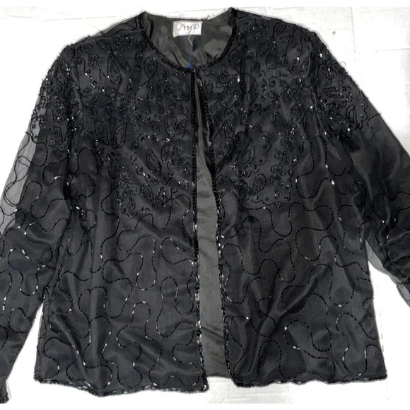 JMD black sequins bead evening formal jacket M/L - Picture 4 of 9